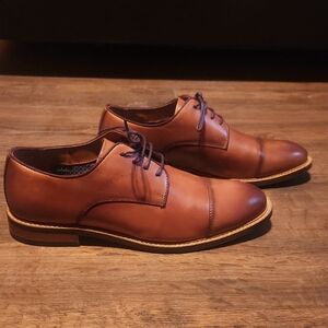 Men's Vince Camuto Brown Leather Cap-Toe Dress Shoes